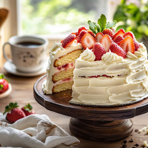 White Chocolate Strawberry Cake